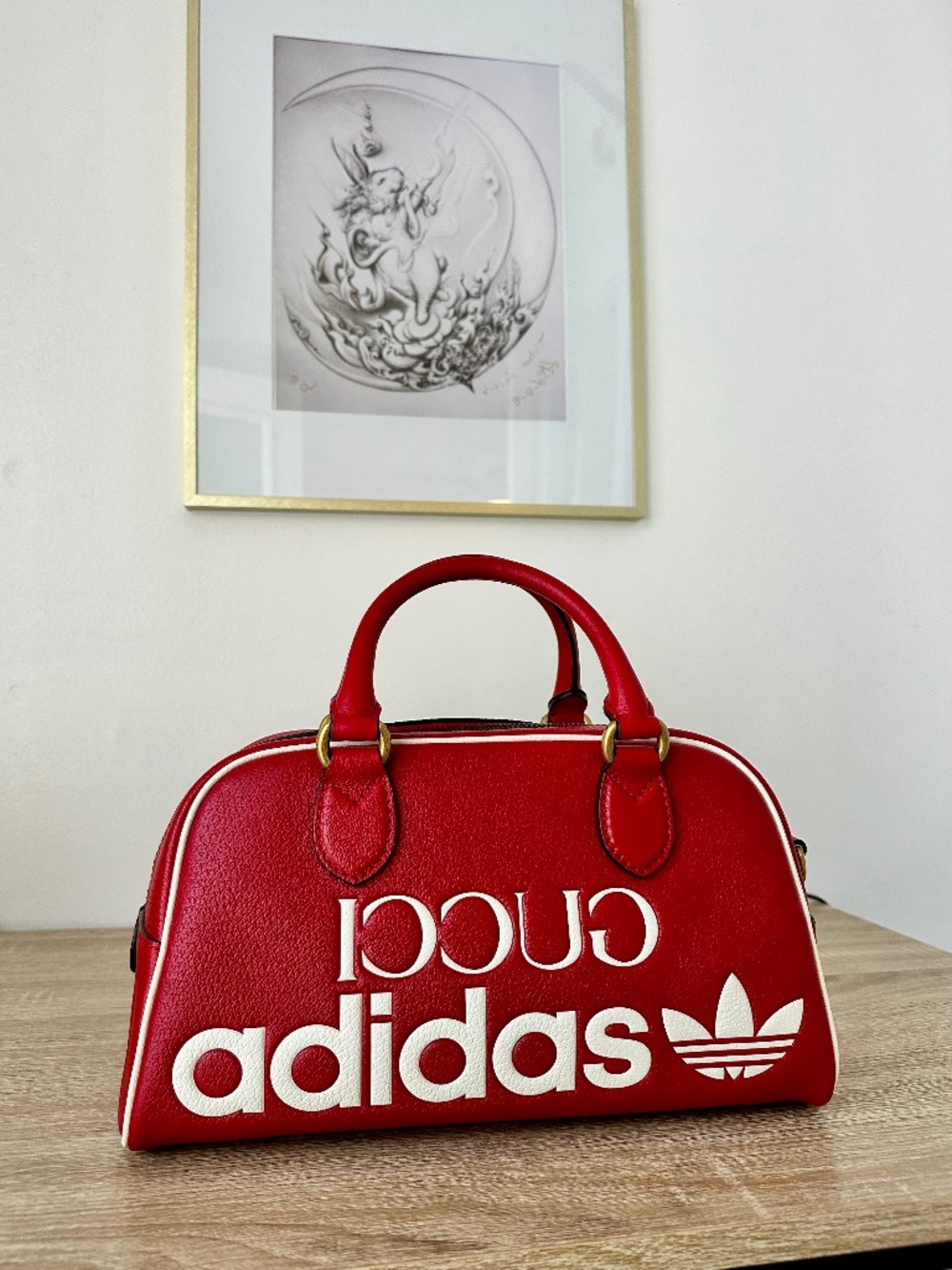 🔥 NWT Adidas x Gucci Red Leather Mini Duffle Bag